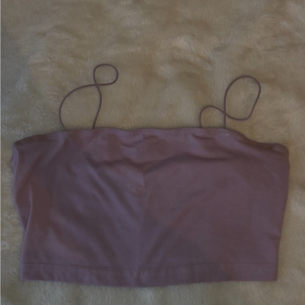 light purple cropped spaghetti strapp